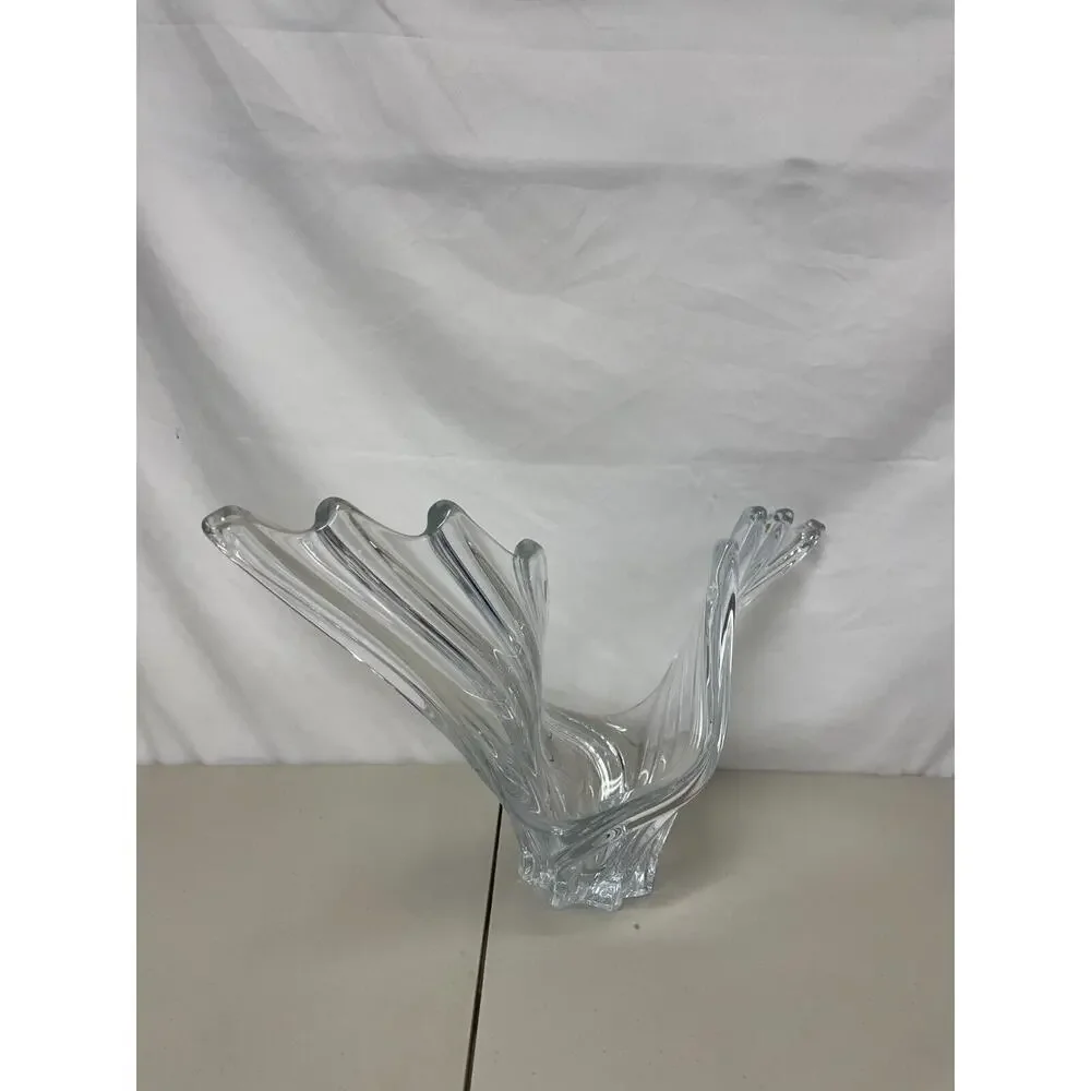 Vannes Crystal France Art Wings Centerpiece & Double Candlestick Holder Set of 3